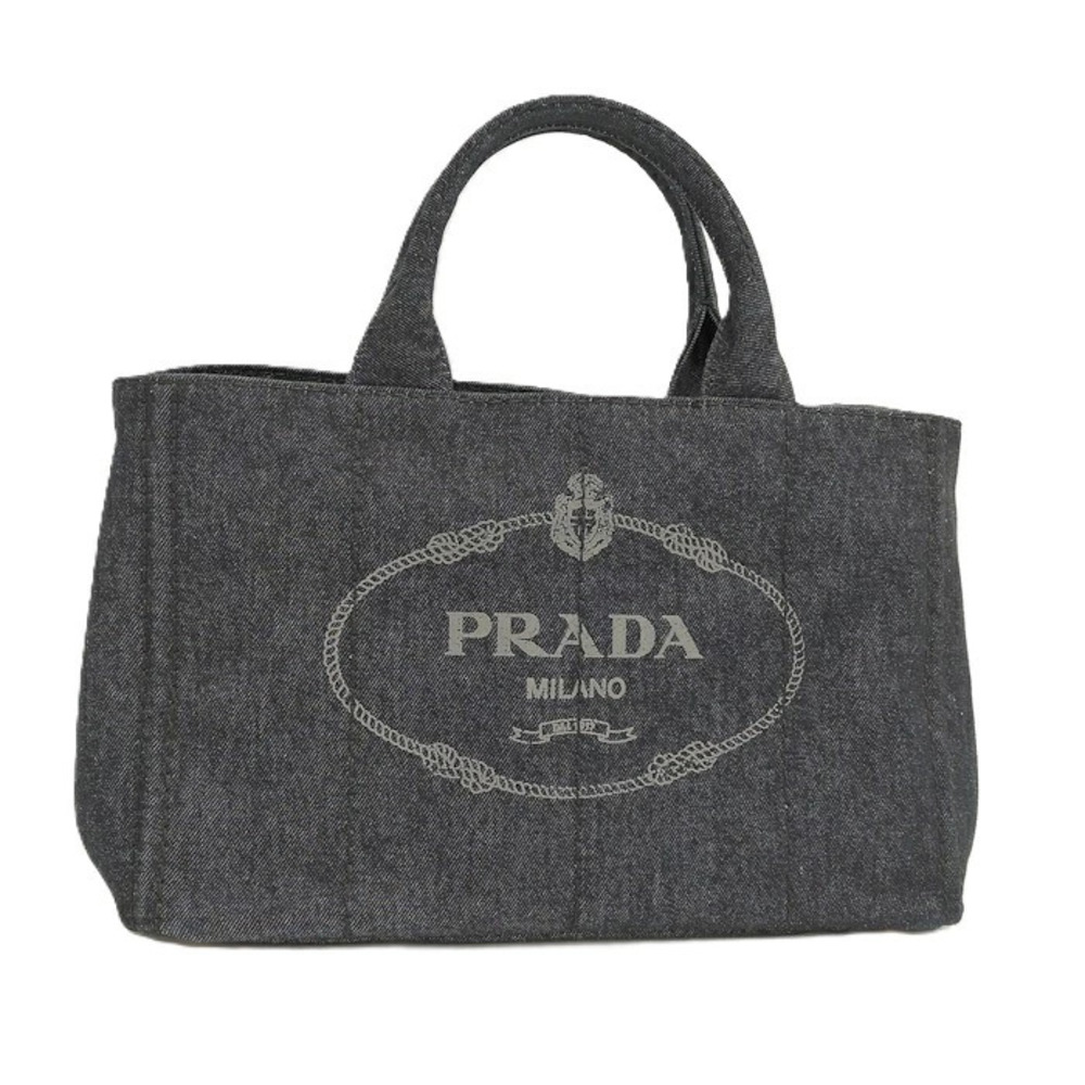 Prada Canapa Tote Bag Denim Dark Navy Blue